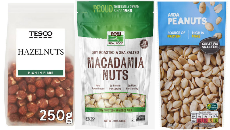 Hazelnuts, Macadamia Nuts, Peanuts