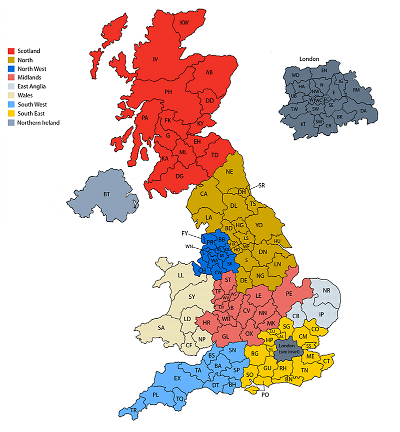 UK Postcodes Map